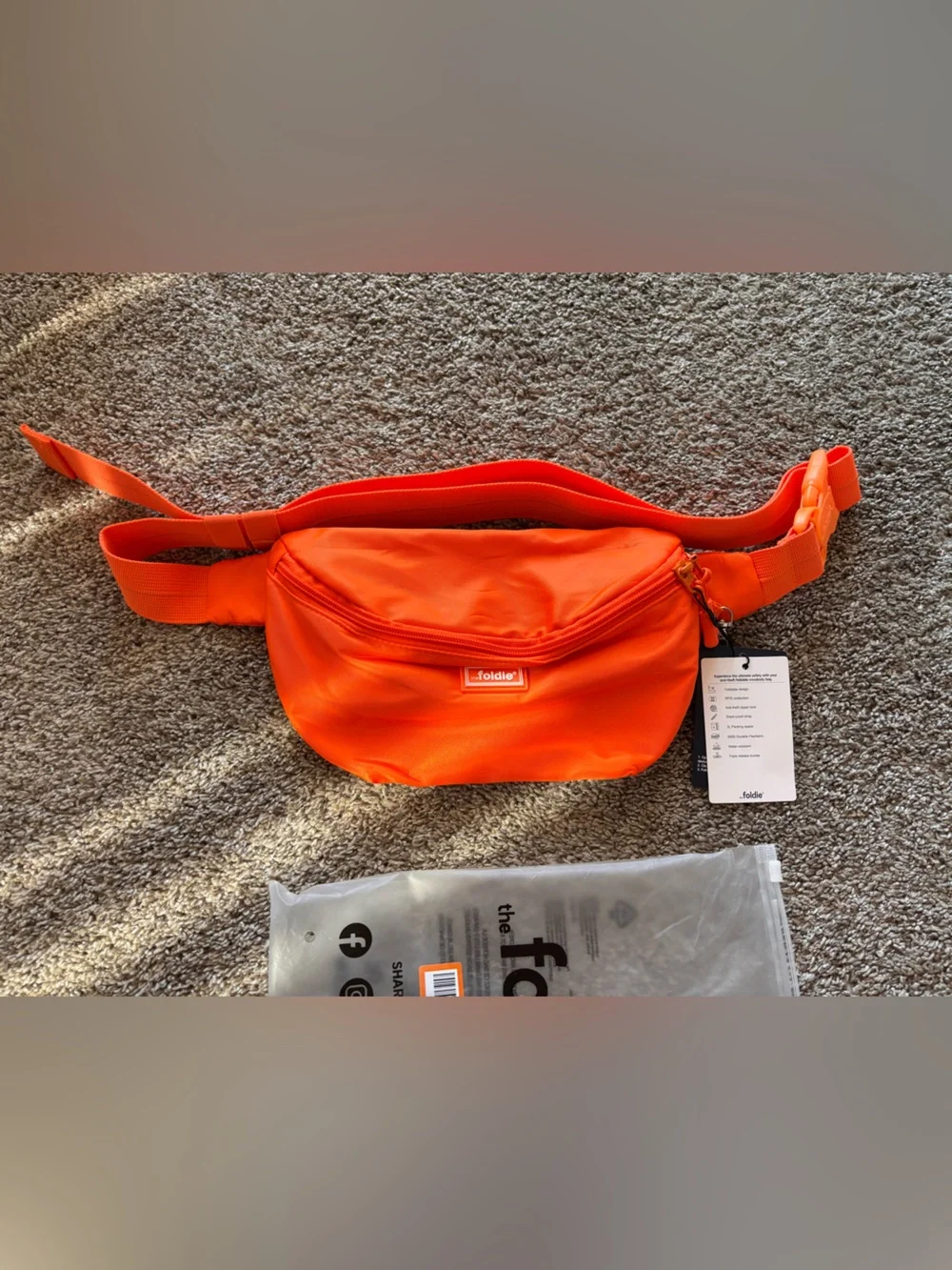 NWT The Foldie Orange Crossbody Bag/Fanny Pack/Travel Bag RFID safe wallet